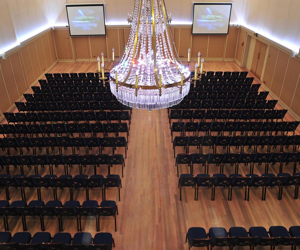 Conference hall setup at Glaziers Hall