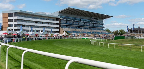 Grandstand exterior overlooking the racecourse track